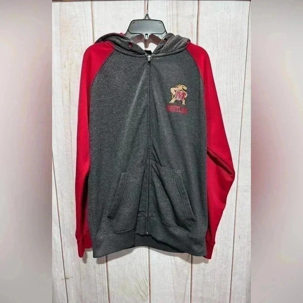 Maryland Terrapins Campus Heritage Full Zip Hoodie Gray Mens Medium‎